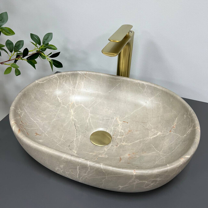 Раковина VBI Modena S Beige Stone VBI-012003 (47x34 см, бежевий камінь, чаша), Доступні розміри: 47 x 34, Колір виробника: бежевий камінь, фото 