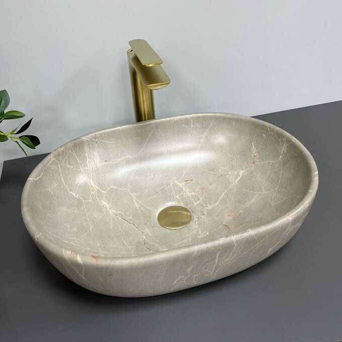 Раковина VBI Modena S Beige Stone VBI-012003 (47x34 см, бежевий камінь, чаша), Доступні розміри: 47 x 34, Колір виробника: бежевий камінь, фото , изображение 2