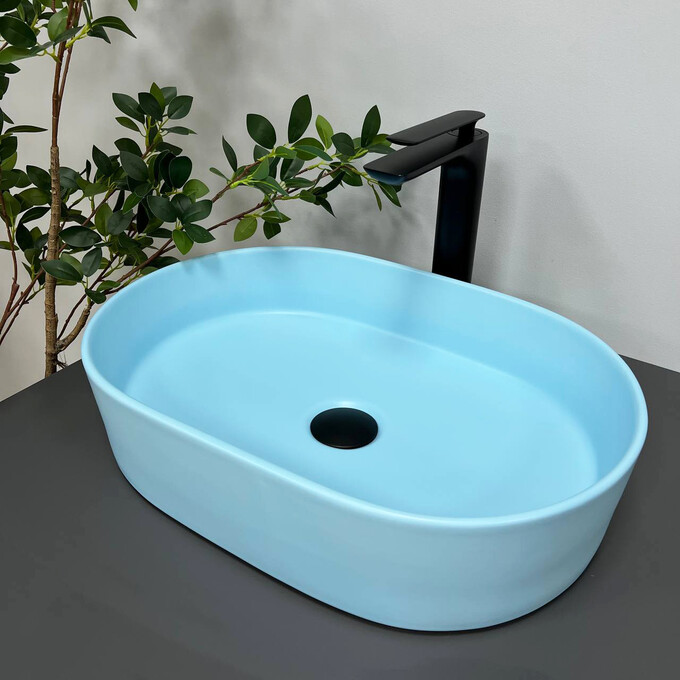 Раковина VBI Verona 50 Blue Matt VBI-011321 (50x37 см, блакитна матова), Доступні розміри: 50 x 37, Колір виробника: блакитний матовий, фото , изображение 3