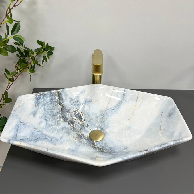 Раковина VBI Venezia Granit Glossy VBI-012404 (62x41 см, граніт, чаша), Доступні розміри: 62 x 41, Колір виробника: граніт глянсовий, фото , изображение 2