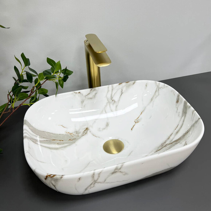 Раковина VBI Ravenna Aiax Glossy VBI-011205 (45x32 см, мрамор, чаша), Доступные размеры: 45 x 32, Цвет производителя: мрамор глянцевый, фото 2