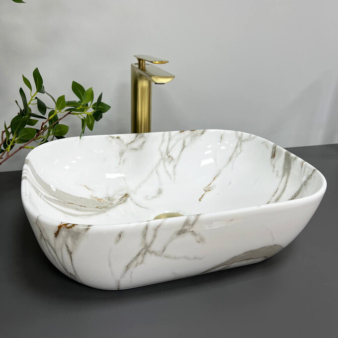 Раковина VBI Ravenna Aiax Glossy VBI-011205 (45x32 см, мрамор, чаша), Доступные размеры: 45 x 32, Цвет производителя: мрамор глянцевый, фото 3