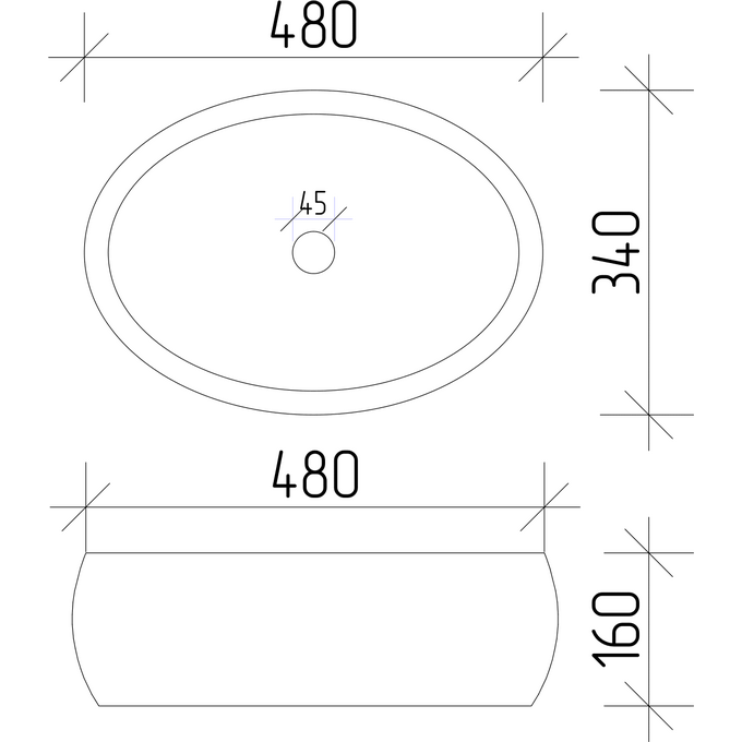 Раковина VBI Veneto White VBI-012800 (48x34 см, чаша), Доступные размеры: 48 x 34, Цвет производителя: белый глянец, фото 7