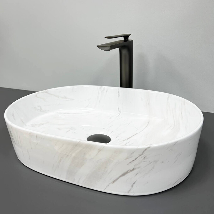 Раковина VBI Verona 50 Nature Marmo VBI-011315 (50x37 см, мармур), Доступні розміри: 50 x 37, Колір виробника: світлий мармур глянсовий, фото , изображение 3