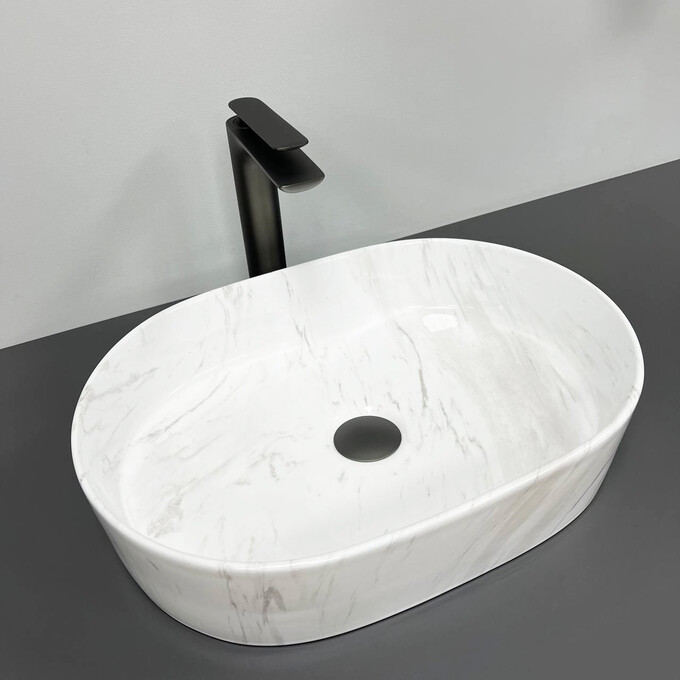 Раковина VBI Verona 50 Nature Marmo VBI-011315 (50x37 см, мармур), Доступні розміри: 50 x 37, Колір виробника: світлий мармур глянсовий, фото 