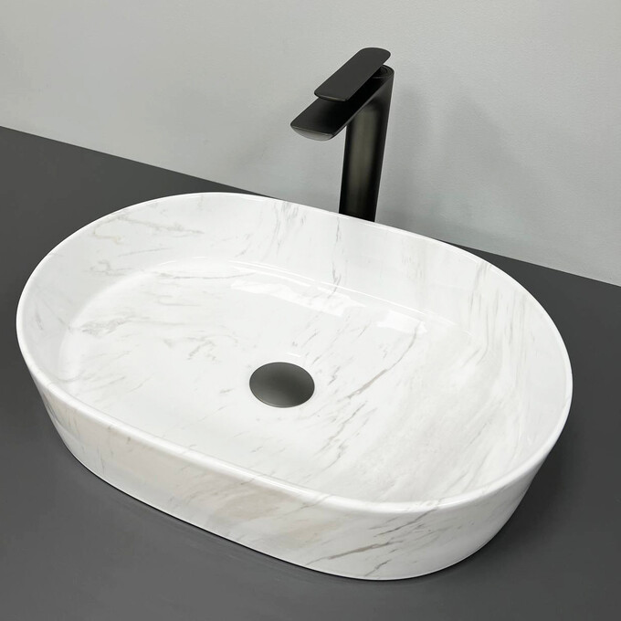 Раковина VBI Verona 50 Nature Marmo VBI-011315 (50x37 см, мармур), Доступні розміри: 50 x 37, Колір виробника: світлий мармур глянсовий, фото , изображение 2