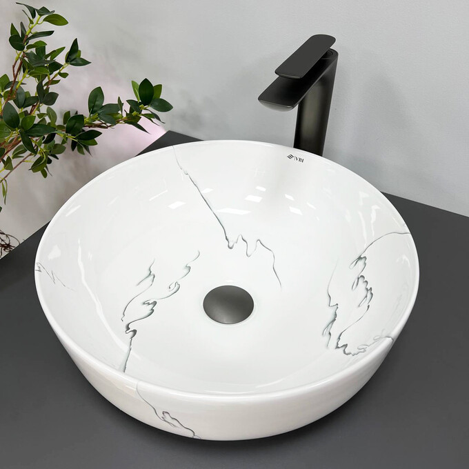 Умивальник VBI Bari S Marmo VBI-011604 (41 см, мармур, чаша), Доступні розміри: 41 x 41, Колір виробника: мармур глянсовий, фото 