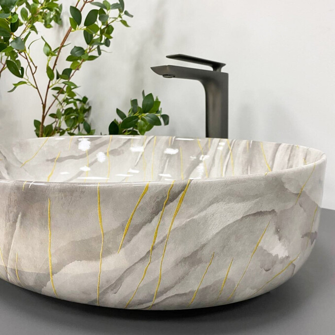 Умивальник VBI Udine Stone Glossy VBI-012102 (55x42 см, камінь глянсовий, чаша), Колір виробника: камінь глянсовий, фото , изображение 4