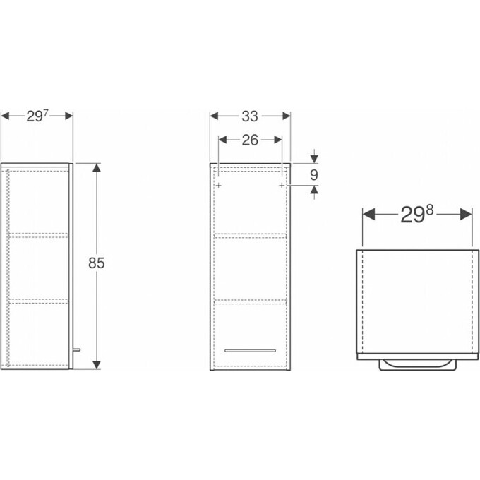 Пенал у ванну Geberit Selnova Square 501.279.00.1 (33 см, світлий горіх/меламін зі структурою дерева, підвісний), фото , изображение 2