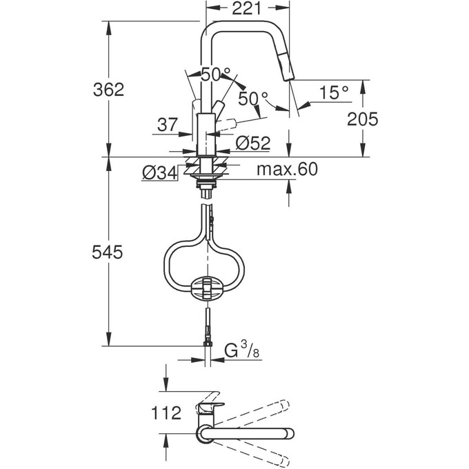 Смеситель для кухни Grohe Eurosmart 30619000 (с выдвижной лейкой), Цвет производителя: хром, фото 8