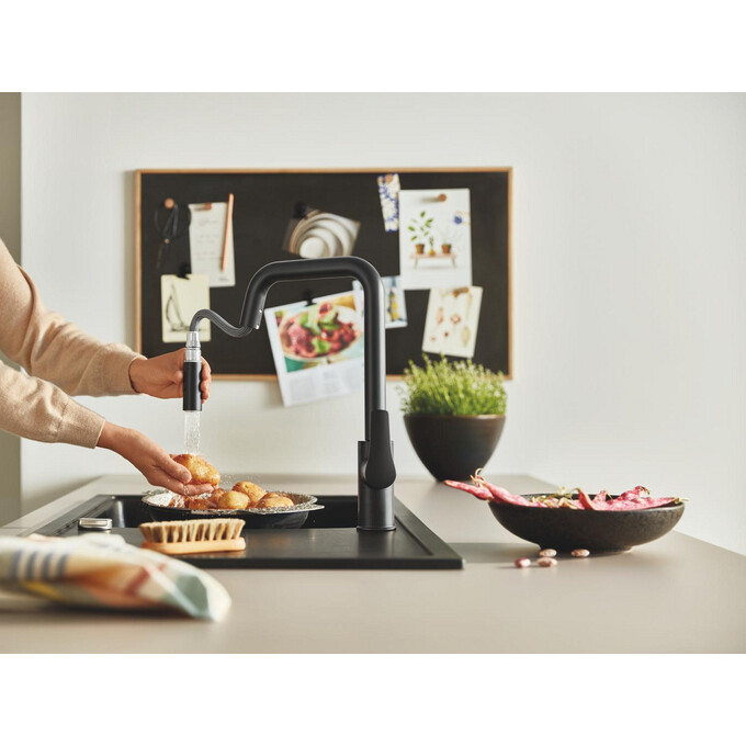 Смеситель для кухни Grohe Eurosmart 306192430 (черный матовый, с выдвижной лейкой), Цвет производителя: черный матовый, фото 4