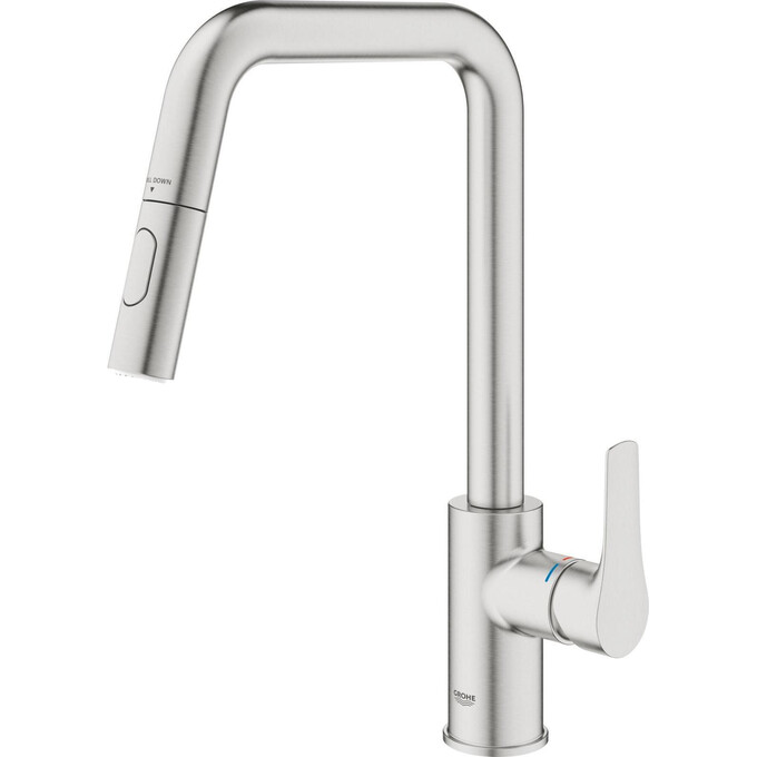 Змішувач для кухні Grohe Eurosmart 30619DC0 (суперсталь, з висувною лійкою), Колір виробника: суперсталь, фото , изображение 7