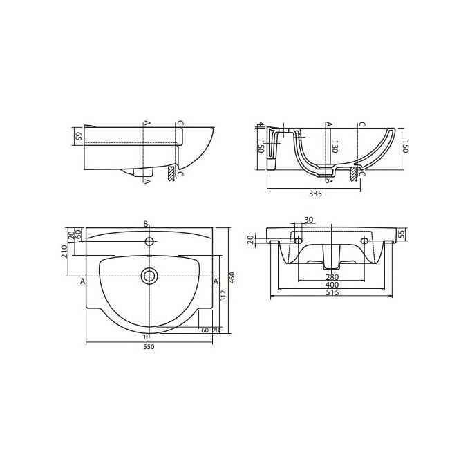 Тумба RJ Soft-L с умывальником Kolo Freja RJFU023-0155WHSET (RJFU023-0155WH + L71955000, 55 см, белая глянцевая, напольная), Доступные размеры: 55, Цвет производителя: белый глянец, фото 2