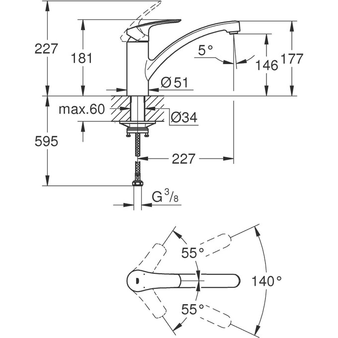 Змішувач для кухні Grohe Eurosmart 332812433 (чорний матовий), фото , изображение 6