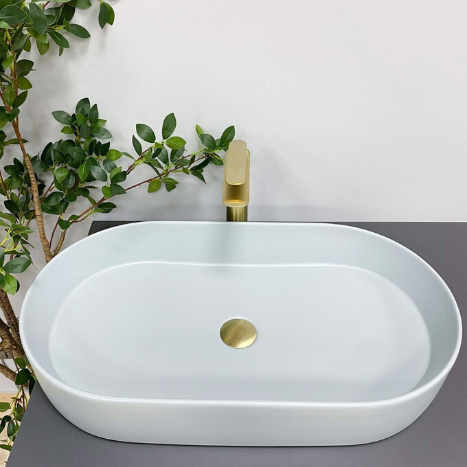 Умивальник VBI Verona 70 Smoke Blue VBI-011307 (70x37 см, світло-блакитний), Доступні розміри: 70 x 37, Колір виробника: світло-блакитний, фото , изображение 2