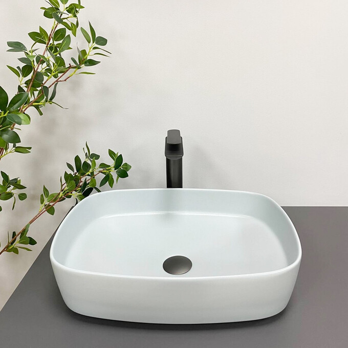 Умивальник VBI Aosta Smoke Blue VBI-013702 (50x37 см, світло-блакитний, чаша), фото , изображение 2