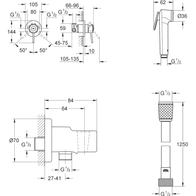 Гигиенический душ со смесителем BauClassic UA11104802 (29048000+28628001+27512001+28150002), фото 10