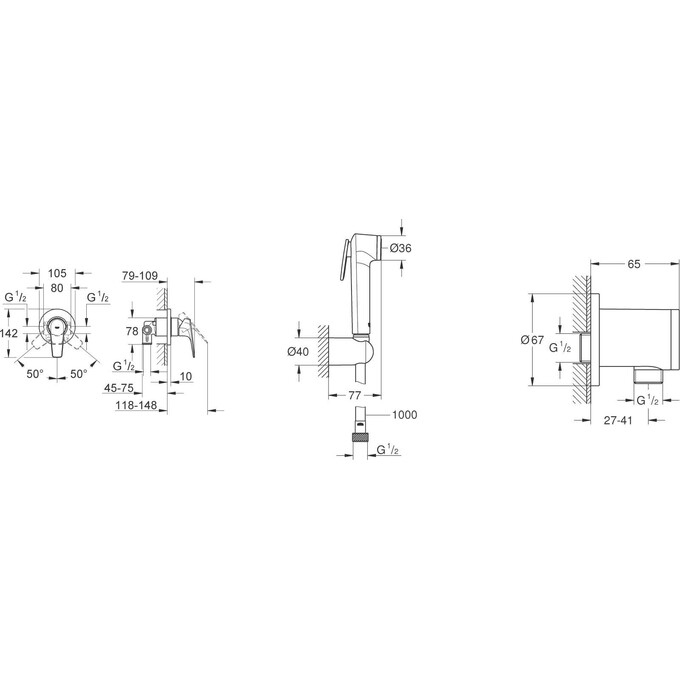 Гігієнічний душ із змішувачем BauFlow UA12164501 (29046000+26352000+28671001), фото , изображение 7