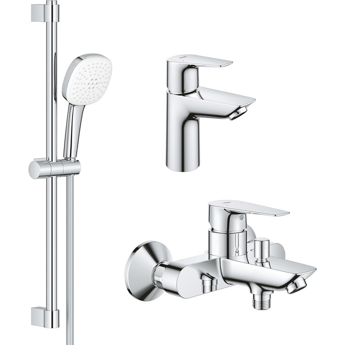 Комплект змішувачів 3 в 1 для ванної кімнати Grohe BauEdge New S-Size UA123365S1 (23605001+23330001+26748003), фото 
