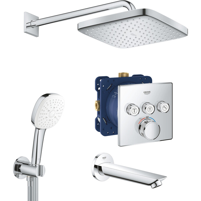 Душова система з термостатом Grohe Grohtherm SmartControl & Tempesta Cube 250 UA26415SC6, фото 