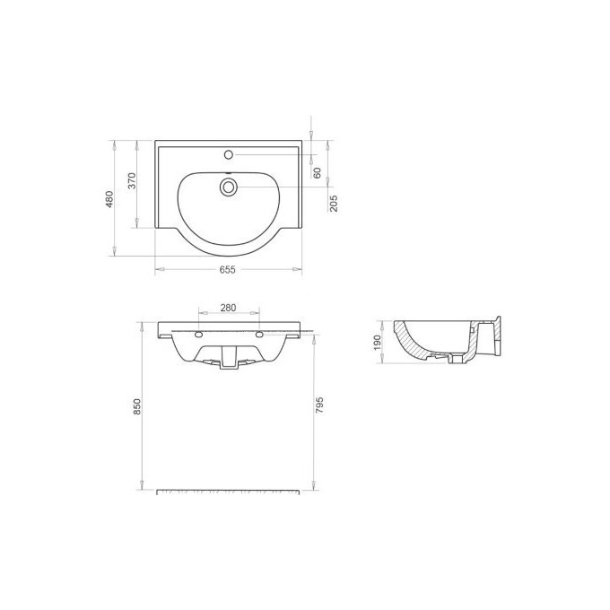 Тумба RJ Iris-L з умивальником RJ Lotus RJFU047-0165WHSET (RJFU047-0165WH + RZJ201, 65 см, біла глянсова, підлогова), Доступні розміри: 65, Колір виробника: білий глянець, фото , изображение 2