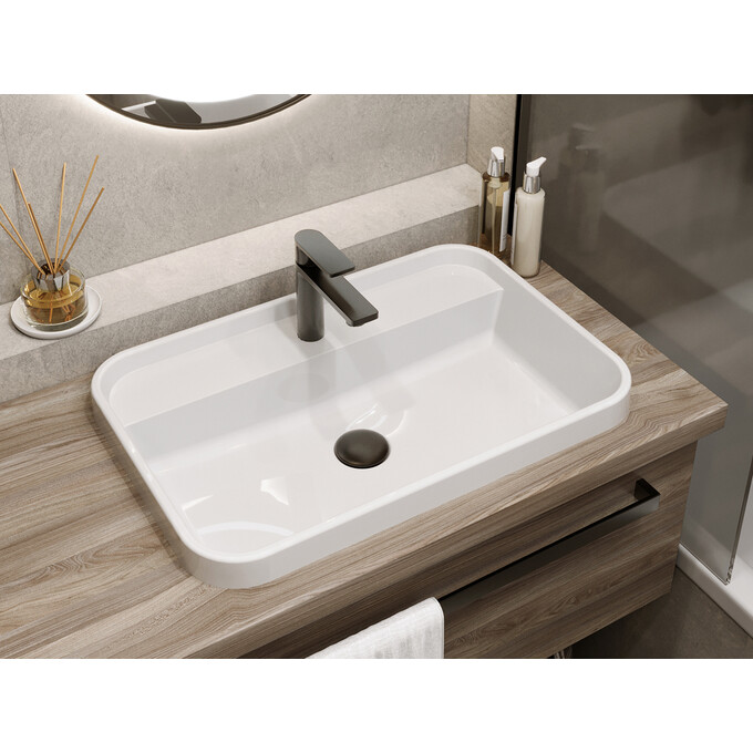 Умивальник Miraggio Ocean 600 Miramarble 8813901 (60x40 см), Доступні розміри: 60 x 40, Технологія виробництва: Miramarble, Колір виробника: білий глянець, фото , изображение 2