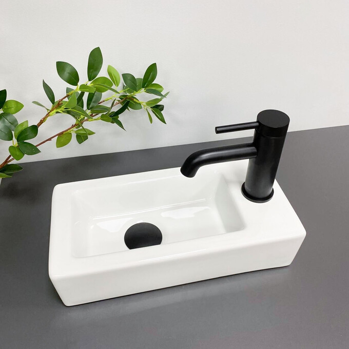 Умивальник VBI Komo L White VBI-015602 (37x18 см), Доступні розміри: 37 x 18, Колір виробника: білий, фото , изображение 2