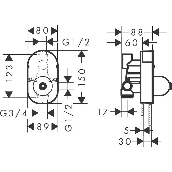 Зовнішня частина змішувача прихованого монтажу Hansgrohe Novus 71047000, фото , изображение 3