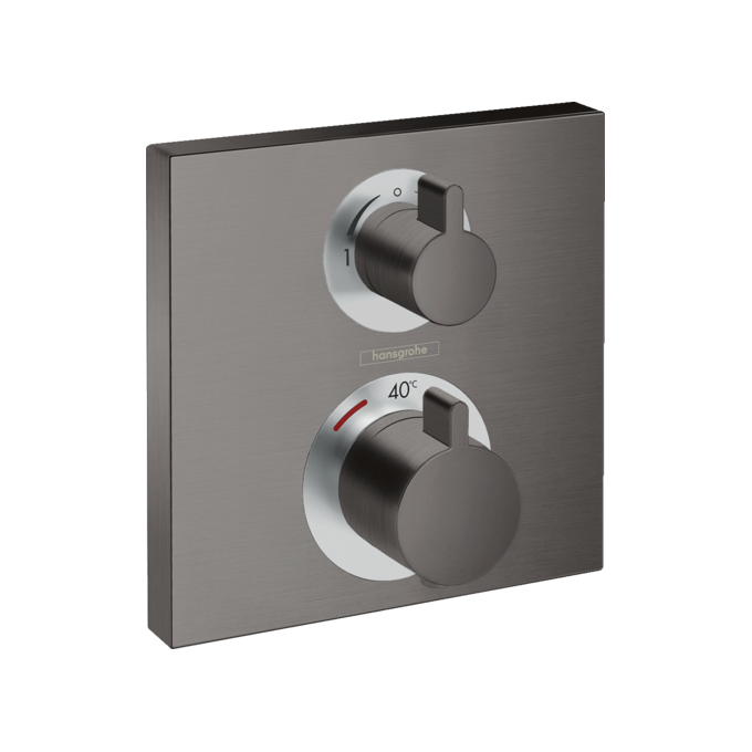 Внешняя часть смесителя скрытого монтажа с термостатом для ванны Hansgrohe Ecostat Square Brushed Black Chrome 15714340 (брашированный черный хром), Цвет производителя: брашированный черный хром, фото 