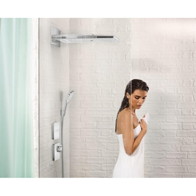 Внешняя часть смесителя скрытого монтажа с термостатом для душа Hansgrohe ShowerSelect Highflow White/Chrome 15735400 (белый/хром), фото 3
