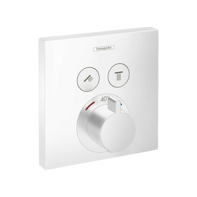 Внешняя часть смесителя скрытого монтажа с термостатом для ванны Hansgrohe ShowerSelect Matt White 15763700 (белая матовая), Цвет производителя: белый матовый, фото 