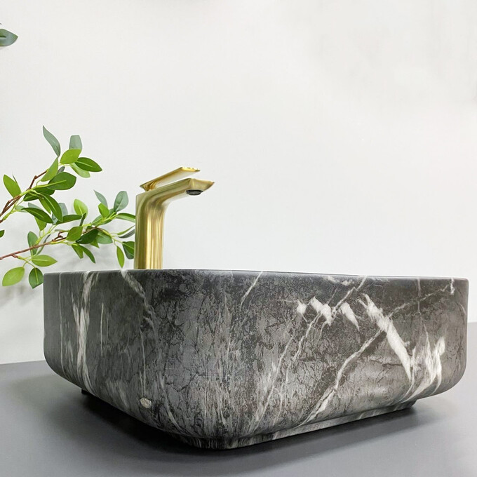 Умивальник VBI Alghero Black Onyx VBI-013303 (40x40 см, чорний онікс, чаша), фото , изображение 5