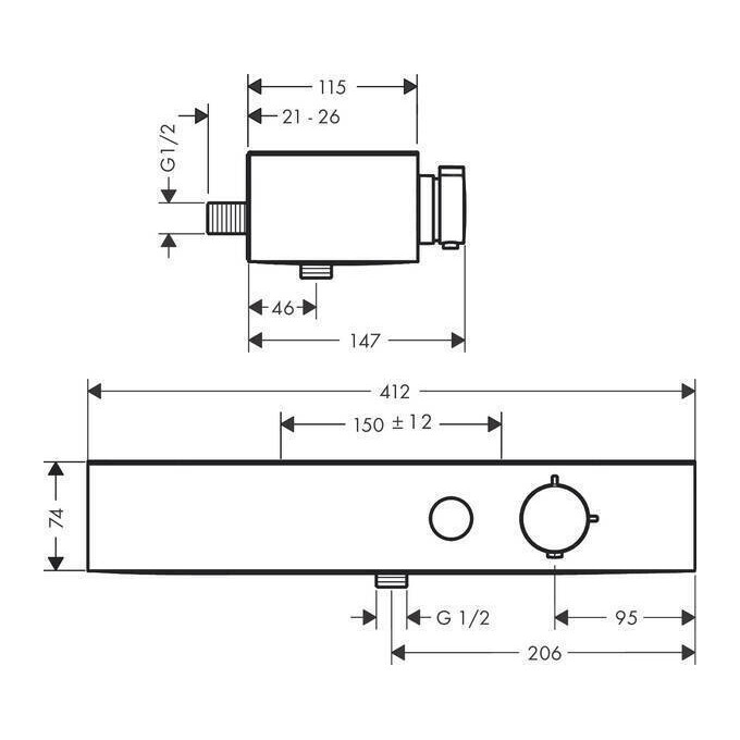 Смеситель для душа с термостатом Hansgrohe ShowerTablet Select 24360000 (с полкой), Цвет производителя: хром, фото 9
