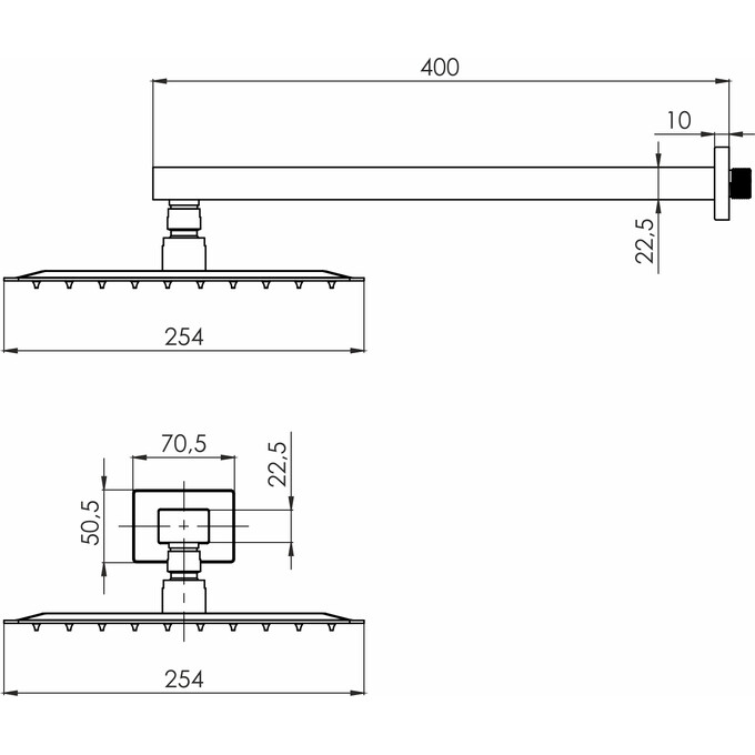 Верхний душ Volle Cascada R85 De La Noche 1586.180104 (черный матовый, 1 режим струи, с кронштейном), фото 2