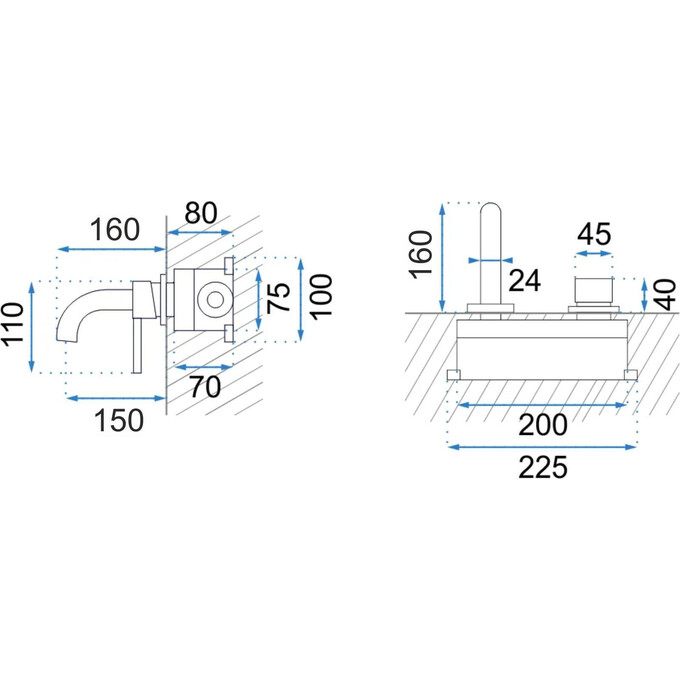 Змішувач прихованого монтажу для умивальника Rea Lungo REA-B8652 (матове золото, внутрішня частина в комплекті), Колір виробника: матове золото, фото , изображение 8