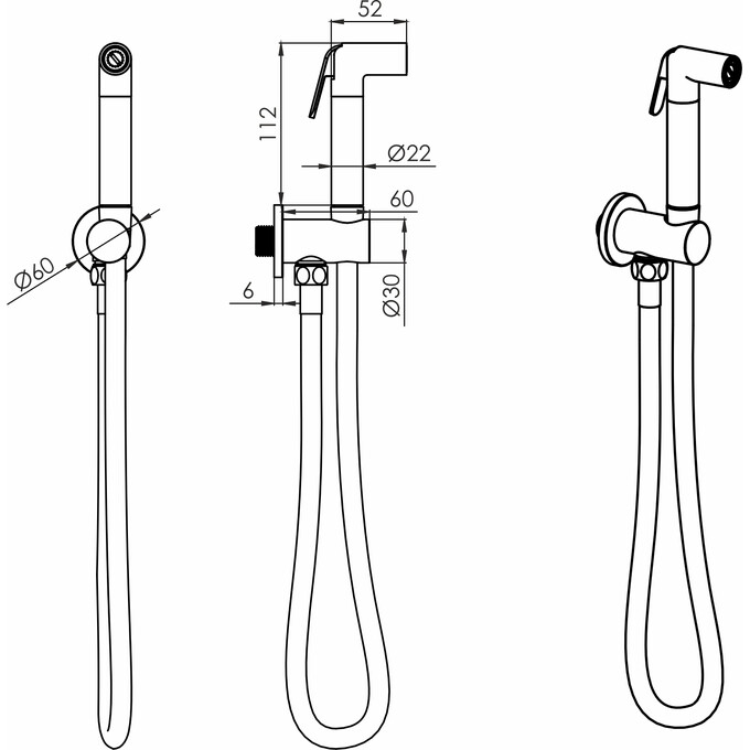 Гигиенический душ со смесителем Volle Cruze De La Noche SET20240414 (1547.100204+1586.190104, черный матовый), Цвет производителя: черный матовый, фото 3