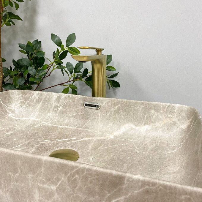 Умивальник VBI Arabba M Beige Stone VBI-013504 (55x35 см, бежевий камінь), Доступні розміри: 55 x 35, Колір виробника: бежевий камінь, фото , изображение 4