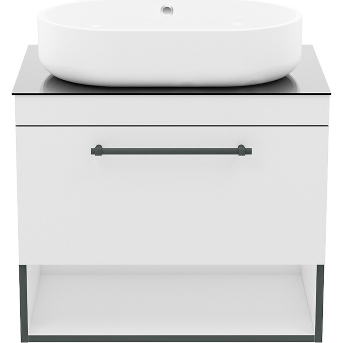 BLACK EDGE тумба подвесная 70см со столешницей 1 ящик, белая, фото 