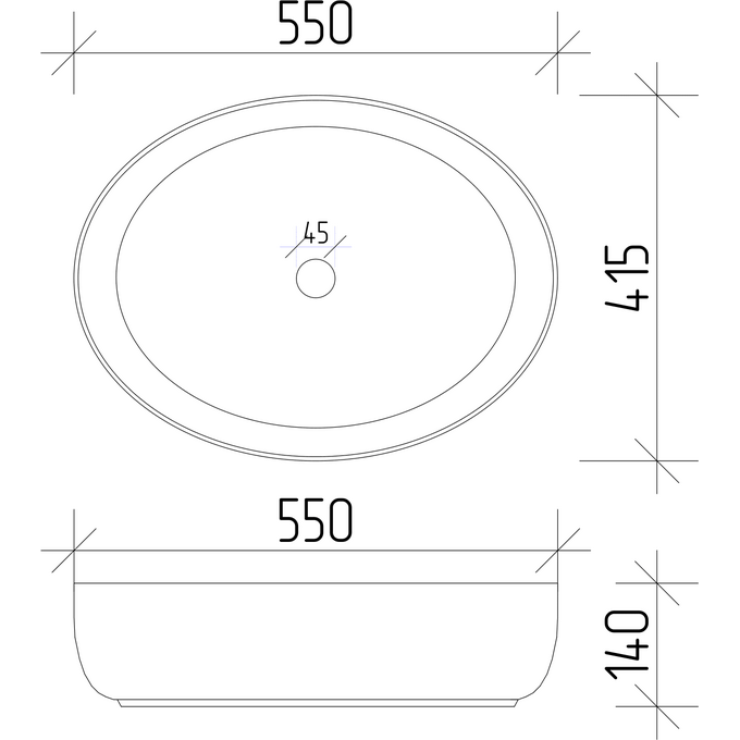 Умивальник VBI Udine Marble Blue Matt VBI-012103 (55x42 см, синій мармур матовий, чаша), Колір виробника: синій мармур матовий, фото , изображение 4