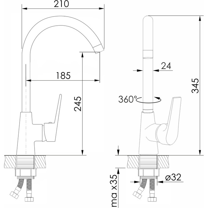 Смеситель для кухни Imprese Krasa Chrome f03408601AA, фото 2