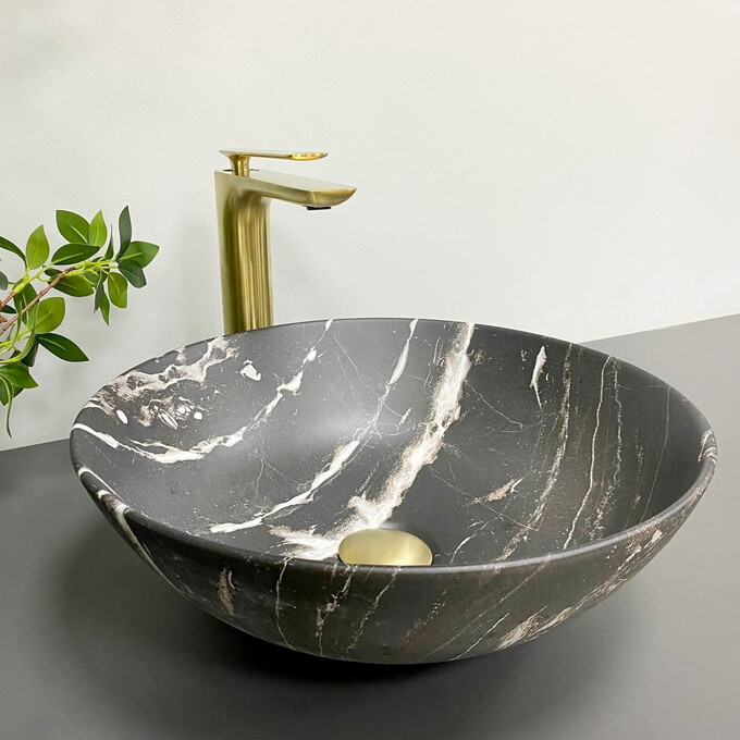 Умивальник VBI Amalfi Black Onyx VBI-013403 (39x39 см, чорний онікс, чаша), Доступні розміри: 39 x 39, Колір виробника: чорний онікс, фото , изображение 2