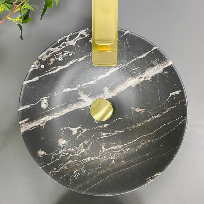 Умивальник VBI Amalfi Black Onyx VBI-013403 (39x39 см, чорний онікс, чаша), Доступні розміри: 39 x 39, Колір виробника: чорний онікс, фото , изображение 4