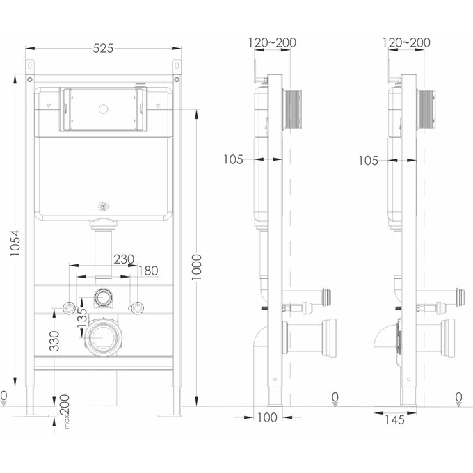 Инсталляция для унитаза 4 в 1 Volle Master Evo Sensor 2220.010305 (с клавишей смыва, прокладкой и креплением к стене), фото 4