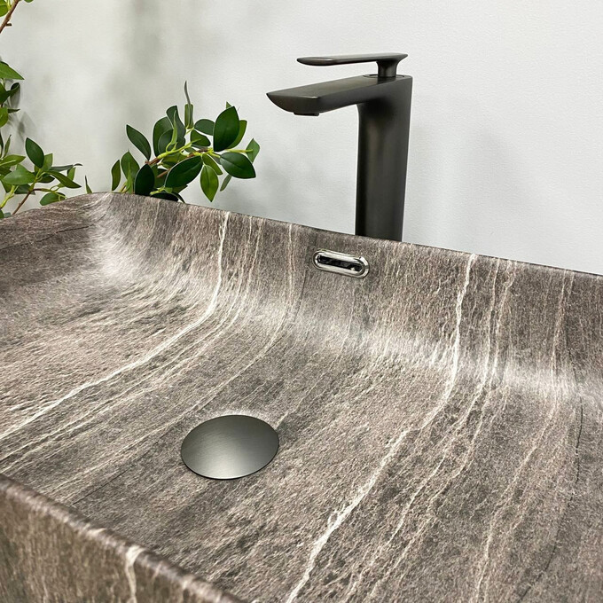 Умивальник VBI Arabba Dark Stone VBI-013503 (55x35 см, темний камінь), Доступні розміри: 55 x 35, Колір виробника: темний камінь, фото , изображение 4