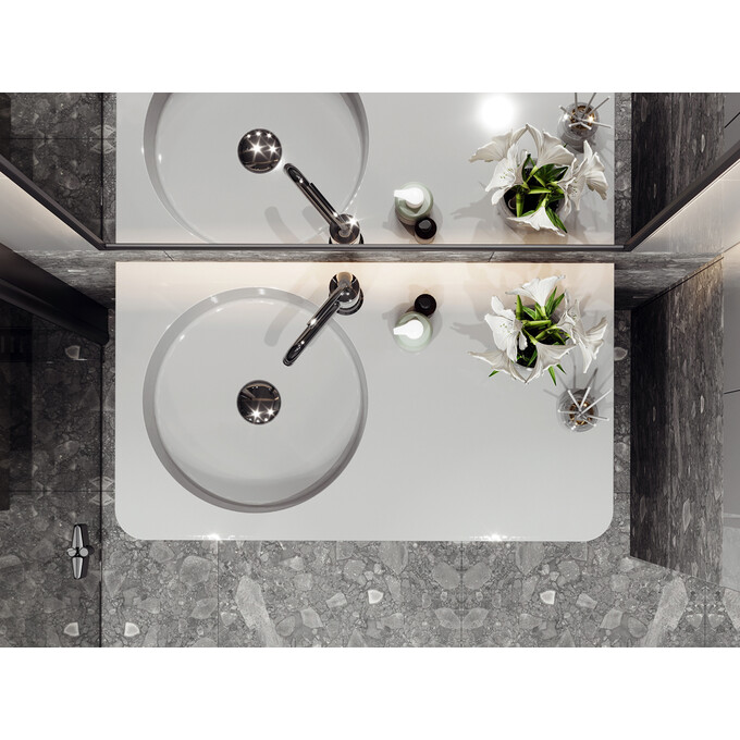 Умывальник-столешница Miraggio Loop 800 L Miramarble 8813981 (80x45 см, с крылом), Доступные размеры: 80 x 45 L, Технология производства: Miramarble, Цвет производителя: белый глянец, фото 3