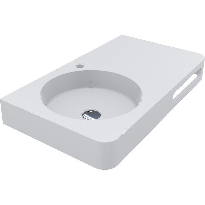 Умывальник-столешница Miraggio Loop 800 L Miramarble 8813981 (80x45 см, с крылом), Доступные размеры: 80 x 45 L, Технология производства: Miramarble, Цвет производителя: белый глянец, фото 8