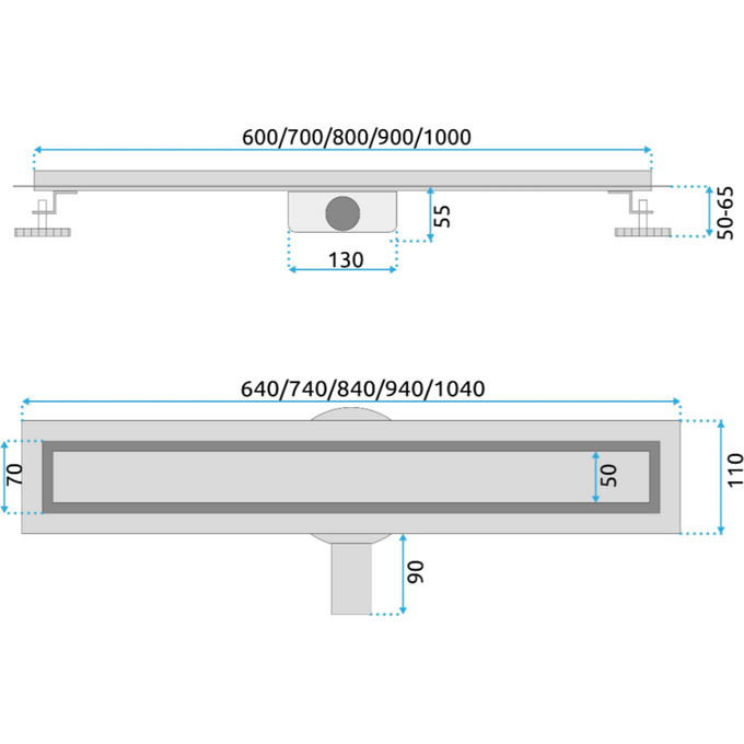 Душовий трап Rea Neox Pro Brushed Gold 80 REA-G2703 (80 см, брашоване золото), Колір виробника: золото брошене (матове), Доступні розміри: 80, фото , изображение 6