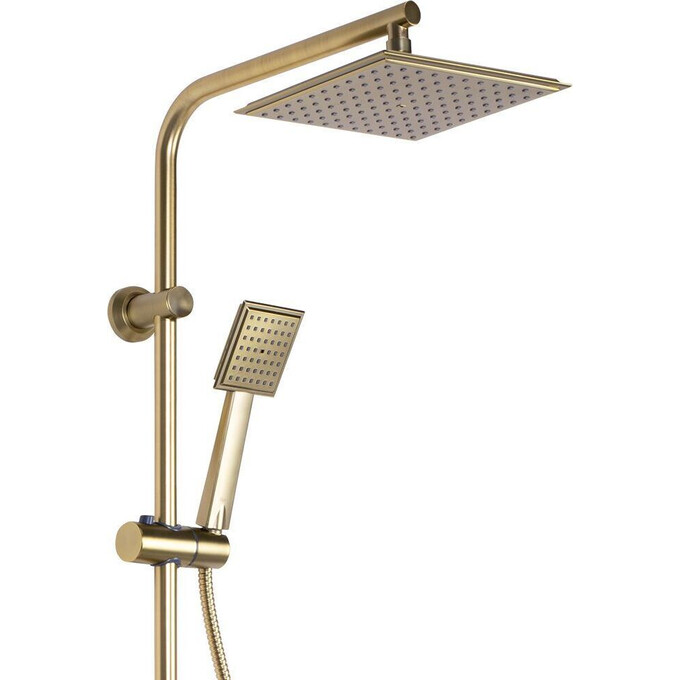 Душевая система Rea Bravo Brushed Gold REA-P4121 (брашированное золотая, с изливом и полкой), Цвет производителя: брашированное золото (матовое), фото 7