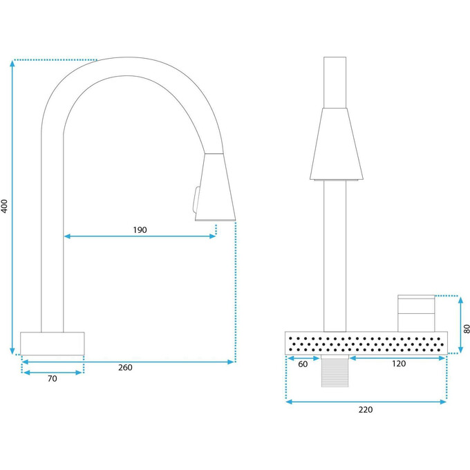 Змішувач для кухні Rea Conor Brushed Gold REA-B6312 (брашоване золото, з висувною лійкою та водоспадом), фото , изображение 12