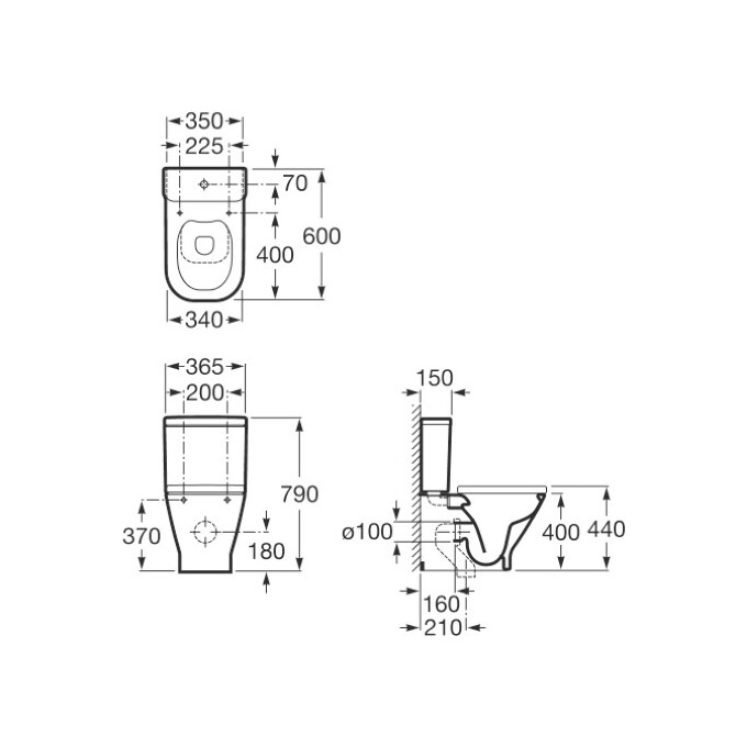 Безободковый унитаз-компакт Roca Gap A34947800R (с сиденьем), фото 4